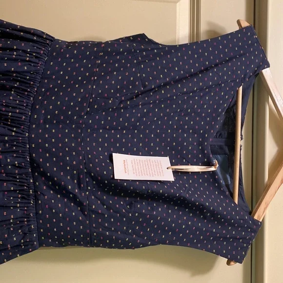 NWT ModCloth dress size 8. Sleeveless and dark blue with a fun pattern! - Picture 2 of 11